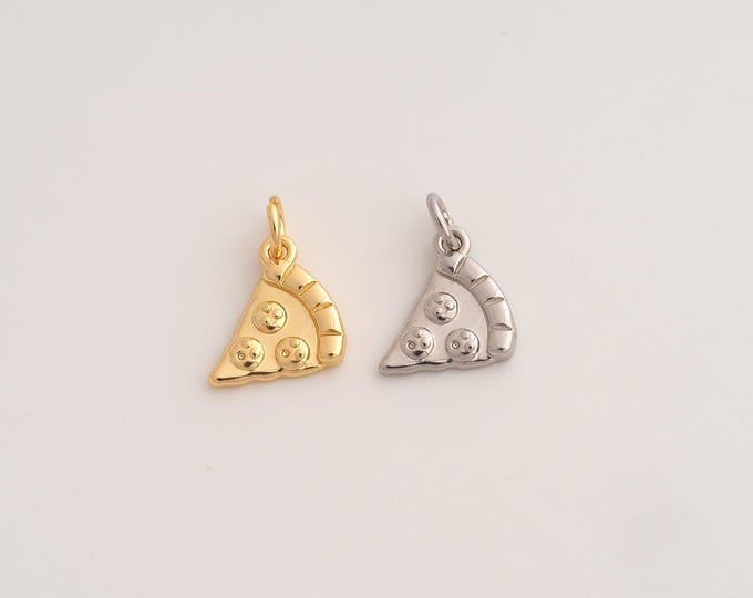 18K Gold Filled Pizza Charm,Dainty Pizza Pendant,Pizza Pendant ,DIY Jewelry Supplies,15.4x11.7x2.3mm
