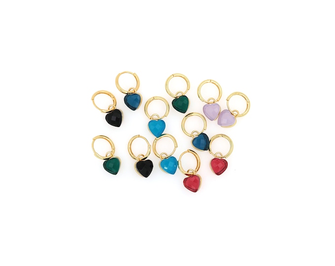 1 pair 18K Gold Filled Heart Earrings,Gold Dainty Heart Earrings,Simple Earrings,Gift for Her
