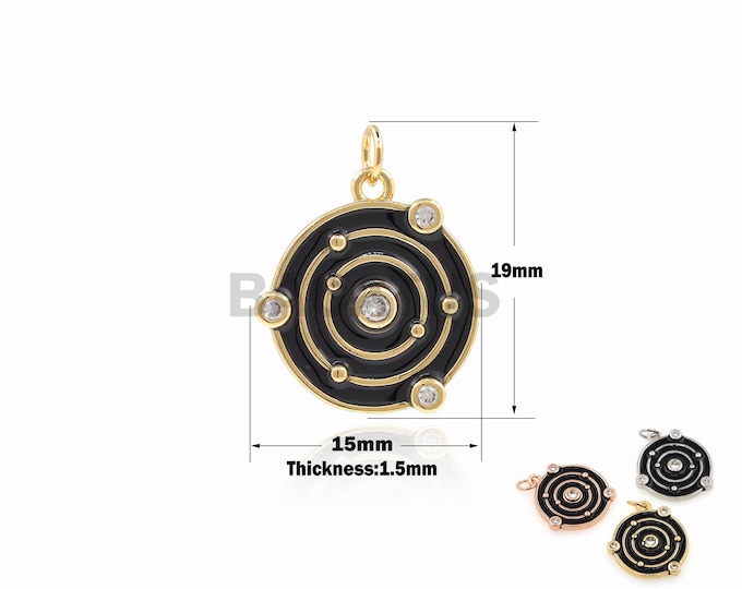 1PCS  Space Pendant White Enamel Necklace Suitable for Bracelet Necklace Jewelry Making Supplies Cubic Zirconia Round Pendant 19x15x1.5mm
