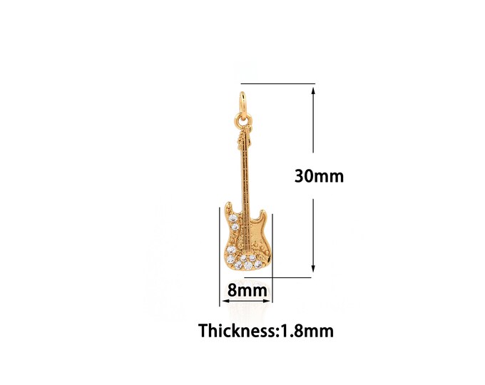 18K Gold Filled Guitar pendant,Gold Dainty Guitar Charms,Simple pendant Bracelet Necklace for DIY Jewelry Making Supply