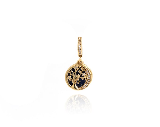 Round Pendant Enamel Charm Universe Charm 18K Gold Filled Space Charm,DIY Jewelry Supplies,21x10.7x3mm