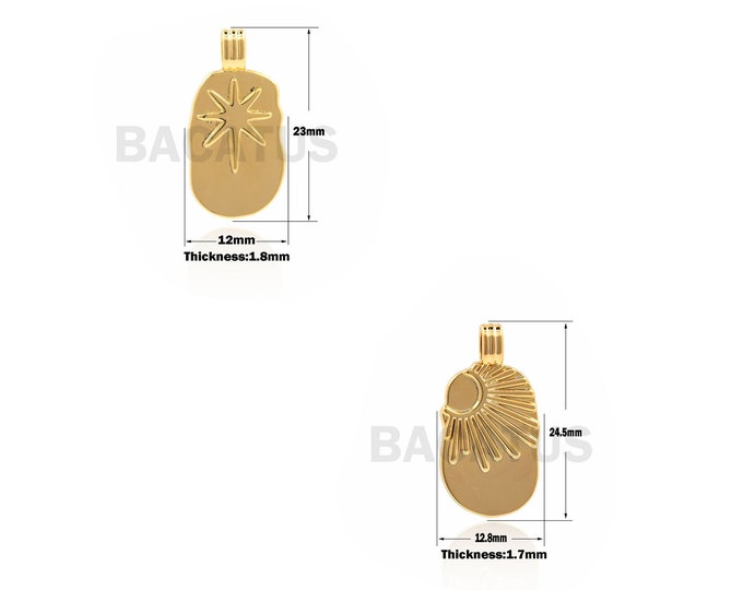 1PCS  Rectangular Northern star Pendant, The Charm Of Direct Sunlight, Golden Sun Rune, Used For Jewelry Making 23×12×1.8mm 24.5×12.8×1.7mm