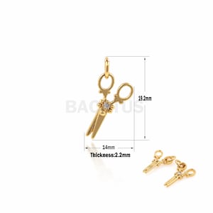 1 colgante de tijera con circonita cúbica, abalorio de tijeras, regalo para esteticista, collar para peluquero, accesorios para hacer joyas DIY, 19,2 x 12 x 2,2 mm