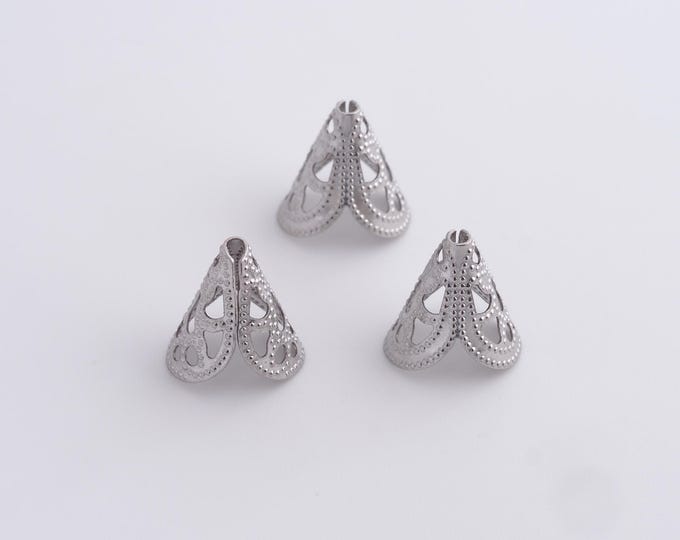 25pcs Stainless Steel Flower Beads Cap,Gold Flower Beads Cap, DIY Bracelet Necklace Earrings Jewelry Making,12x10.7x8mm