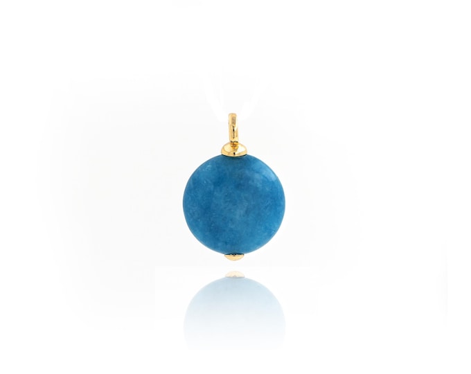 Natural Stone pendant 18K Gold Filled Disc Pendant,Gold Dainty Ball Charms,Bracelet Necklace for DIY Jewelry Making Supply,21.5x15x5.7mm