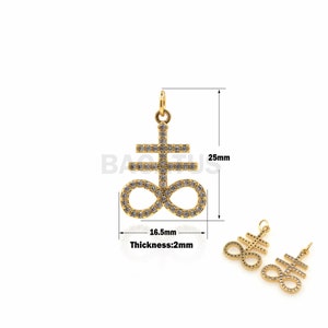 1STK Alchemie Anhänger SCHWEFEL Anhänger Schwefel Anhänger Leviathan Kreuz Anhänger Symbolischer Schmuck Halskette Micro-Pave 18K Goldfüllung 25x16,5x2mm