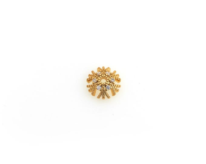 5 pcs Gold Filled Flower Bead Caps,Pearl Caps,Round Bead Caps,Flower Caps,Spacer Jewelry, DIY Jewelry Making,9.5x3.2mm