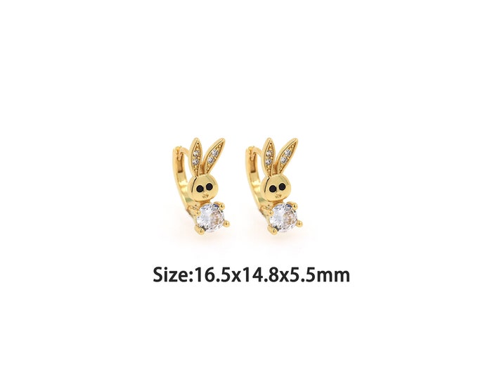 1pair 18K Gold Filling Bunny Earrings,Gold Dainty Bunny Earring,Simple Earrings,Gift for Her