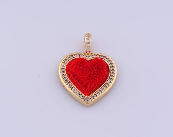 Heart Pendant,18K Gold Filled Love Necklace, Micropavé CZ Heart Pendant, DIY jewelry Making Accessories,29x21.8x6mm