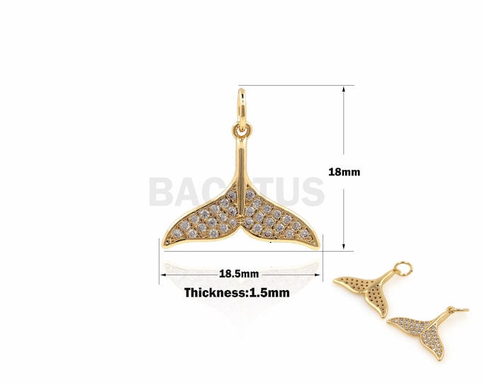 1PCS Whale Tail Pendant Fish Tail Necklace Ocean Necklace Beach Charm Jewelry Mammal Jewelry DIY Jewelry Making Gold Filling 18x18.5x1.5mm