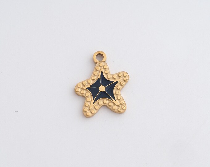 Stainless Steel Starfish Pendant,Starfish Charms,Enamel Starfish Charm Bracelet Necklace for DIY Jewelry Making Supply,16x13.5x1.3mm