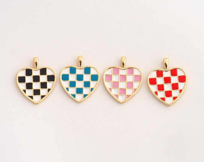 18K Gold Filled Heart Charm,Dainty Enamel Love Pendant,Heart Pendant ,DIY Jewelry Supplies,25.5x21x2mm