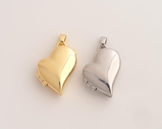 18K Gold Filled Heart Photo Frame Charm,Dainty Photo Frame Pendant,Heart Pendant ,DIY Jewelry Supplies,29x17.8x7.7mm