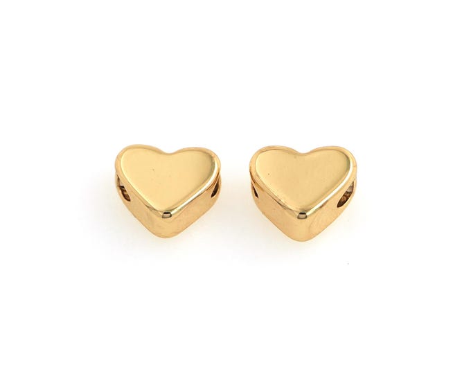 10 pcs 18K Gold Filled Heart Spacer Beads,Gold Love Beads, Heart Beads DIY Bracelet Necklace Earrings Jewelry Making,6.8x3mm