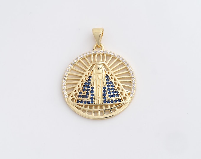 18K Gold Filled Pope Pendant,Dainty Papal Charms,Simple Charm Bracelet Necklace for DIY Jewelry Making Supply,32.7x25.2x2.7mm