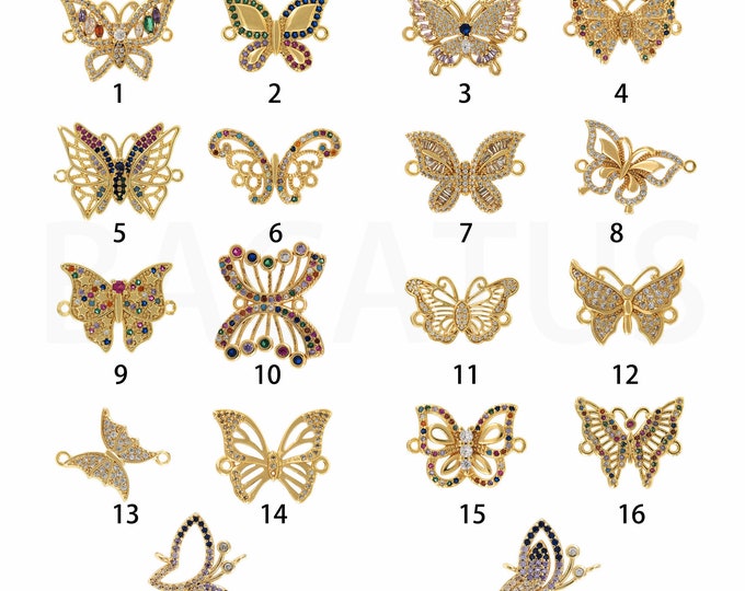18K Gold Filled Butterfly Connector,Gold Dainty CZ Butterfly Connector,Butterfly Connector Bracelet Necklace for DIY Jewelry Making Supply