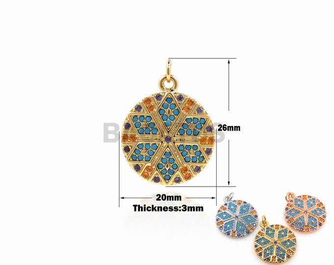 1PCS Round Pendants Micro-Shop Charm Snowflake Pieces Jewelry Suitable For Bracelets, Necklaces, Jewelry Making Supplies 26x20x3mm