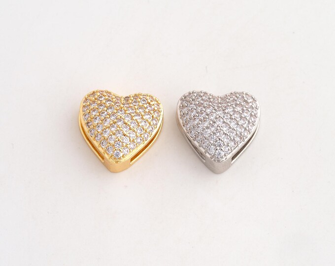 18K Gold Filled Heart Charm,Dainty Love Pendant,CZ Heart Pendant ,DIY Jewelry Supplies,16.7x15x8mm