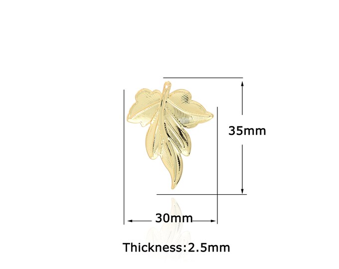 18K Gold Filled Leaf pendant,Gold Dainty Leaf Charms,Simple pendant Bracelet Necklace for DIY Jewelry Making Supply
