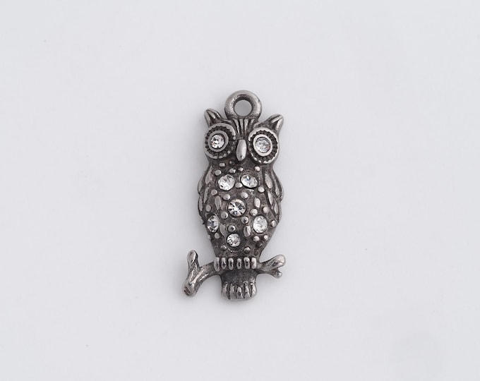 Stainless Steel Retro Owl Pendant,Owl Charms,Bird Charm Bracelet Necklace for DIY Jewelry Making Supply,26.4x10.4x4.2mm