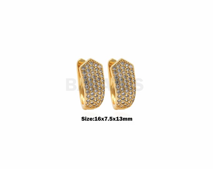 1Pair Zircon Square Earrings, Square Perforations, Minimalist Earrings, Square Pave Perforations, Women’s Jewelry 16x7.5x13mm