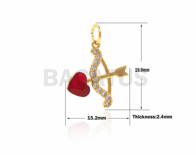 1PCS Cupid bow and arrow pendant, bow and arrow necklace, bow and arrow charm, DIY jewelry making supplies 19.9x15.2x2.4mm
