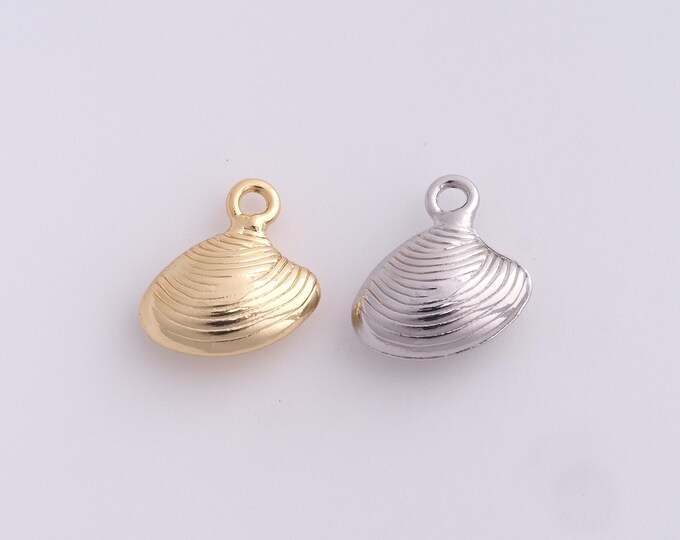 18K Gold Filled Shell Pendant,Gold Dainty Shell Charms,Simple Pendant Bracelet Necklace for DIY Jewelry Making Supply,15.2x13x5.5mm