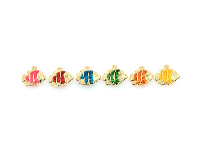 18K Gold Filled Fish pendant,Gold Dainty Fish Charms,Simple pendant Bracelet Necklace for DIY Jewelry Making Supply