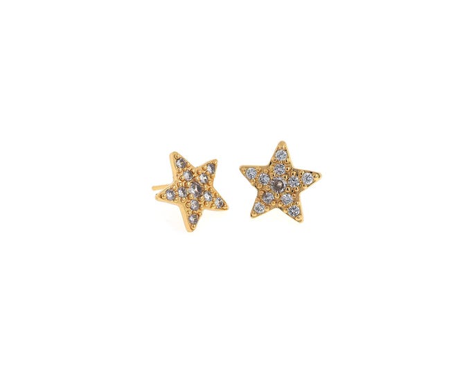 1 pair 18K Gold Filled Star Stud Earrings,Gold Dainty Star Stud Earrings,Simple Stud Earrings,Gift for Her,14.2x15.3x2.2mm