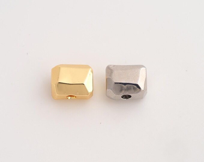 Gold Square Beads, 18K Gold Filld Tube Beads,for Jewelry Making Supplies,11.8x9.5x7.4mm Hole 3mm