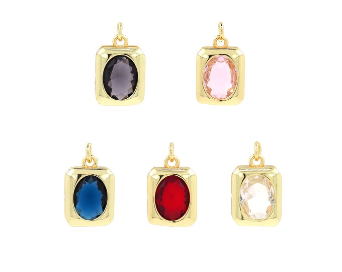 18K Gold Filled CZ Square Pendant,Gold Dainty Square Charms,Square Charm Bracelet Necklace for DIY Jewelry Making Supply