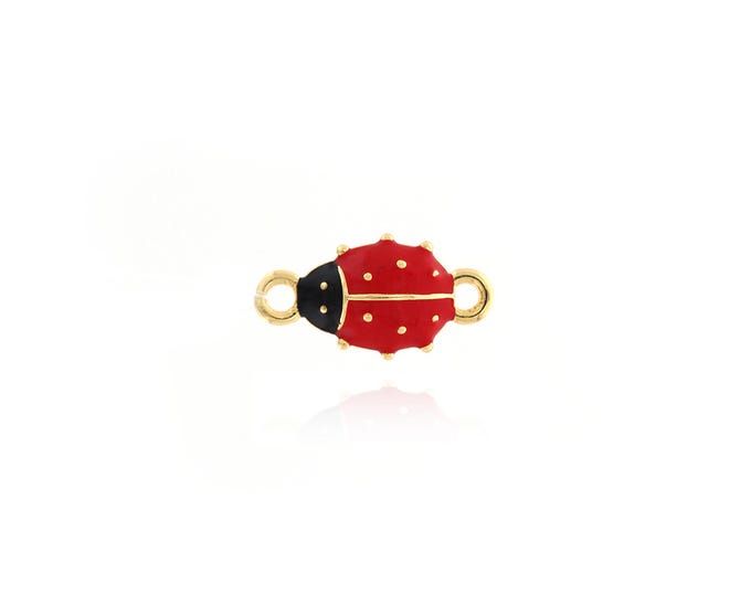 Enamel Ladybug Connector,18K Gold Filled Insect Connector,DIY Jewelry Supplies,10x19x3.3mm