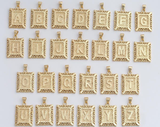 Initial Pendant,18K Gold Filled Letter Necklace, Alphabet Pendant, DIY jewelry Making Accessories,28.7x18x2.2mm