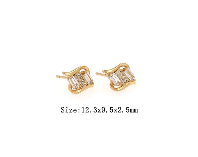 1pair 18K Gold Filling Square Stud Earrings,Gold Square Stud Earring,Simple Stud Earrings,Gift for Her