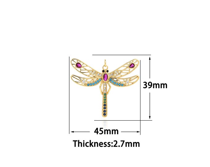 18K Gold Filled Dragonfly Pendant,Gold Dainty Dragonfly Pendant Charms,Simple pendant Bracelet Necklace for DIY Jewelry Making Supply