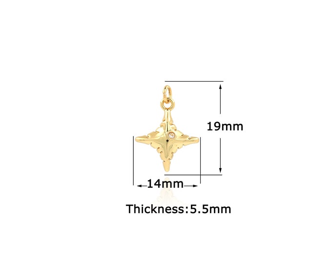 18K Gold Filled Star pendant,Gold Dainty Polar Star Charms,Simple pendant Bracelet Necklace for DIY Jewelry Making Supply