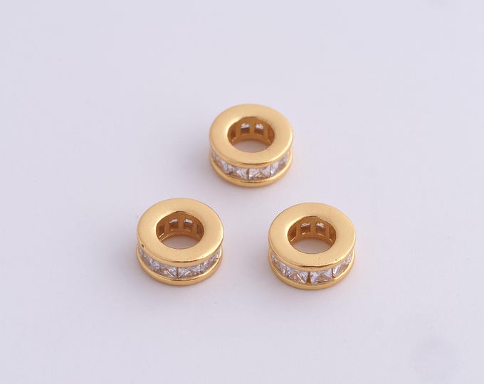 18K Gold Filled Round Spacer Beads,Gold Tube Beads, Round Beads DIY Bracelet Necklace Earrings Jewelry Making,8x3.4mm