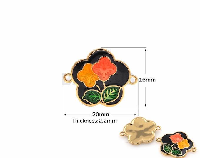 1PCS Flower Connector, Enamel Pendant, Suitable For Bracelets, Necklaces, Jewelry Making Supplies, Flower Connector 16x20x2.2mm