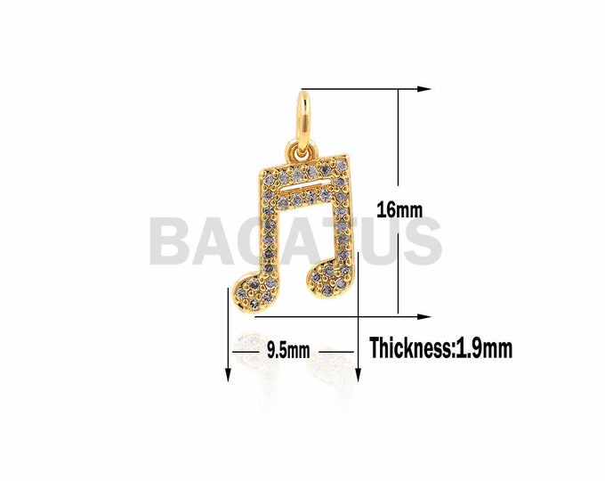 1pcs Musical note pendant, Musical note necklace, Musical note charm,a gift for music lovers 16x9.5x1.9mm
