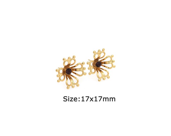 1pair 18K Gold Filling Flower Stud Earrings,Gold Flower Stud Earring,Simple Stud Earrings,Gift for Her