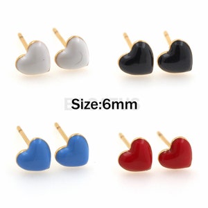 1Pair Heart-Shaped Enamel Earrings Heart-Shaped, Earrings, Valentine’s Day Gift, Gift For Her, Romantic, Everyday Wear, Chic 6mm
