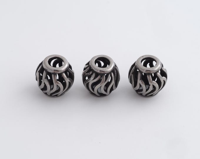 1 pcs Stainless Steel Retro Ball Spacer Beads,Silver Round Beads,Ball Beads DIY Bracelet Necklace Earrings Jewelry Making,10x10mm