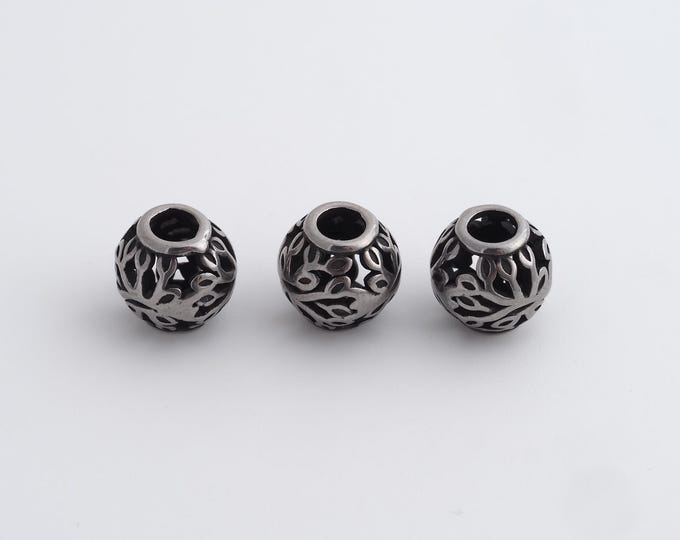 1 pcs Stainless Steel Retro Ball Spacer Beads,Silver Round Beads,Ball Beads DIY Bracelet Necklace Earrings Jewelry Making,9.7x9.6mm