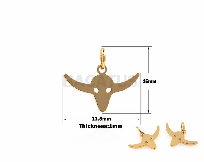 1PCS Bull Demon King Pendant Horn Pointed Necklace Animal Jewelry Suitable for Necklace Bracelet Jewelry Products 18K 15x17.5x1mm