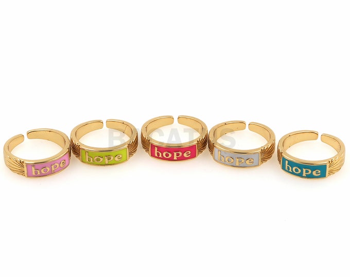 1PCS Enamel Hope Rings Lettering Rings Thumb Rings, Gold Plated Rings, Friendship Rings, Letter Rings, Vintage Rings, Engagement