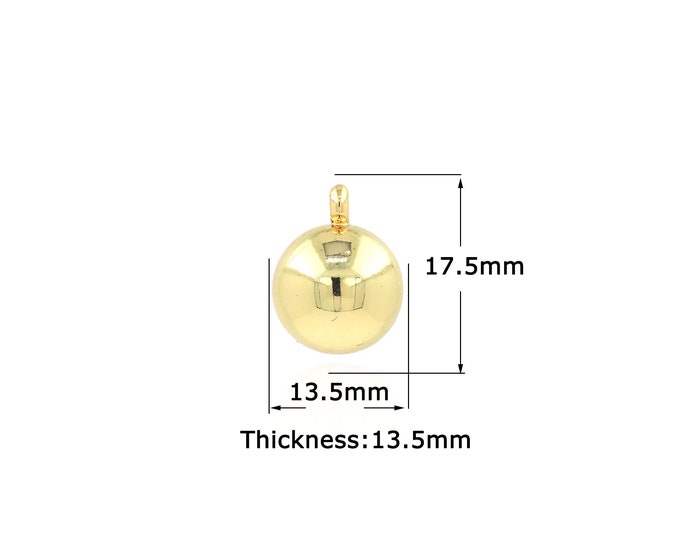 18K Gold Filled Ball Pendant,Gold Dainty Ball Charms,Simple pendant Bracelet Necklace for DIY Jewelry Making Supply