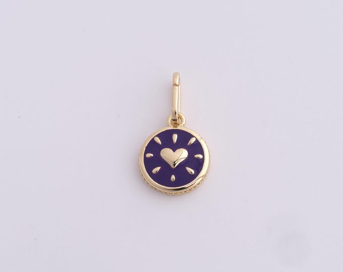 Enamel Heart Pendant 18k Gold Filled Love Pendant Minimalist Bracelet Necklace Accessories Making Supplies 19.7x11x2.6mm