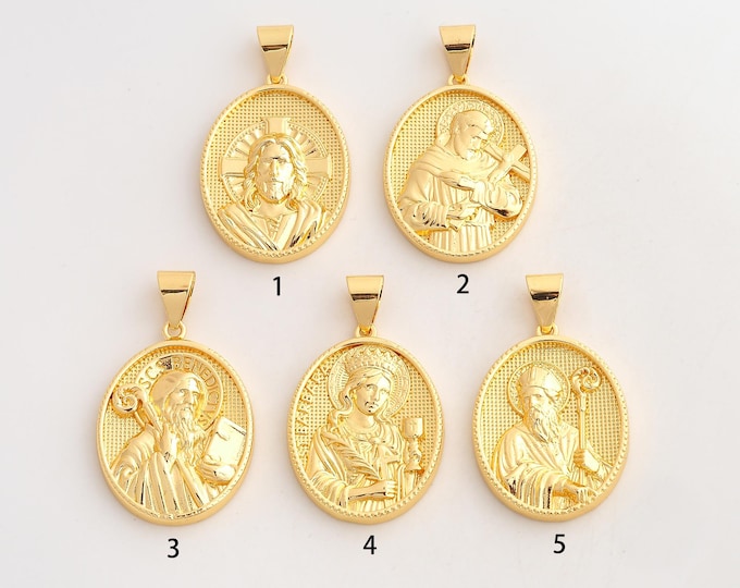 18K Gold Filled Jesus Charm,Dainty Religious Pendant,Christian Pendant ,DIY Jewelry Supplies,43.2x25.3x4.4mm