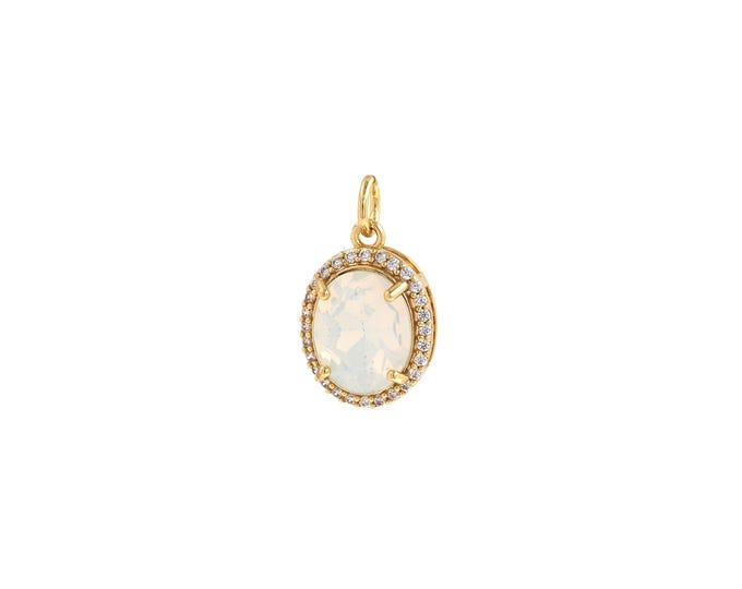 Oval Pendant,18K Gold Filled Single Stone Necklace, Micropavé CZ Oval Pendant, DIY jewelry Making Accessories,18.5x11x7.3mm