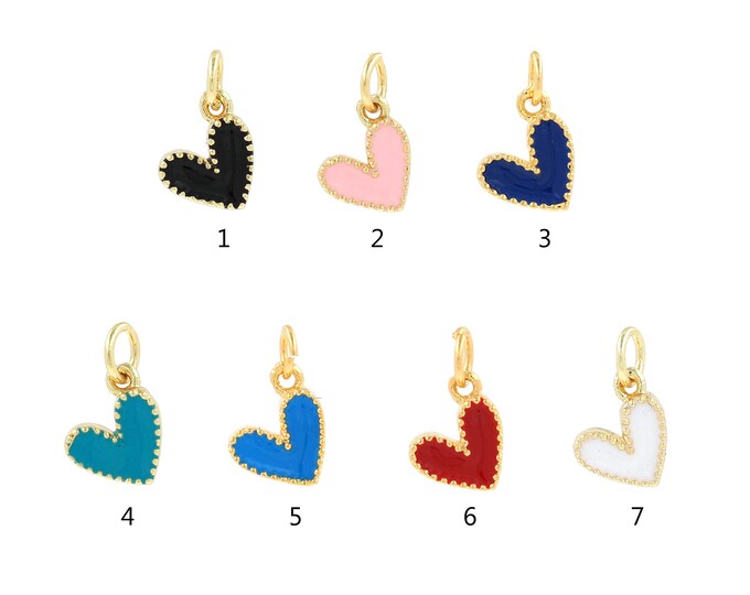 18K Gold Filled Heart Pendant,Gold Dainty Heart Charms,CZ Simple Charm Bracelet Necklace for DIY Jewelry Making Supply